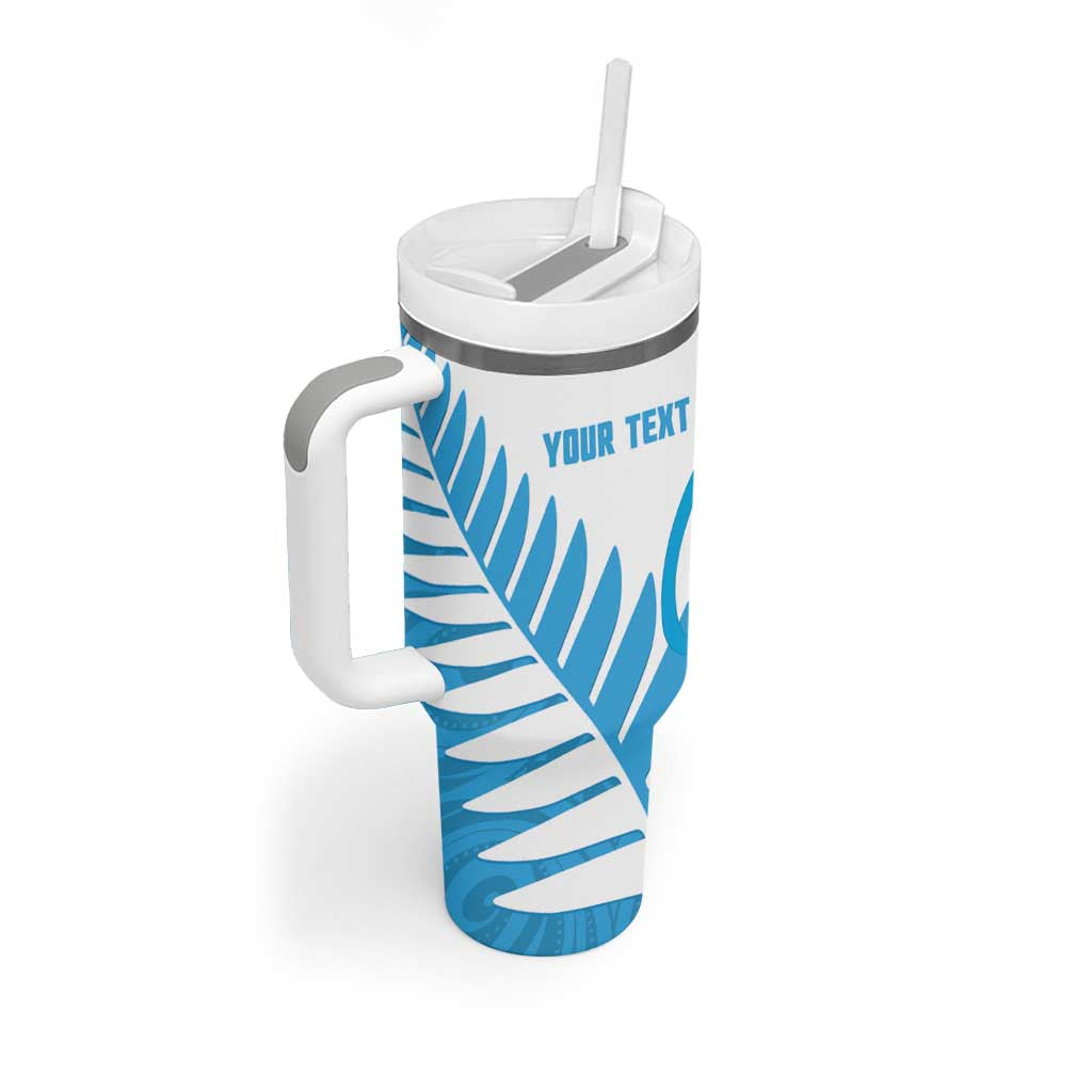 New Zealand Lawn Bowls Prostate Cancer Custom Tumbler With Handle Aotearoa Maori Silver Fern Blue Ribbon - Aussie Hoodie