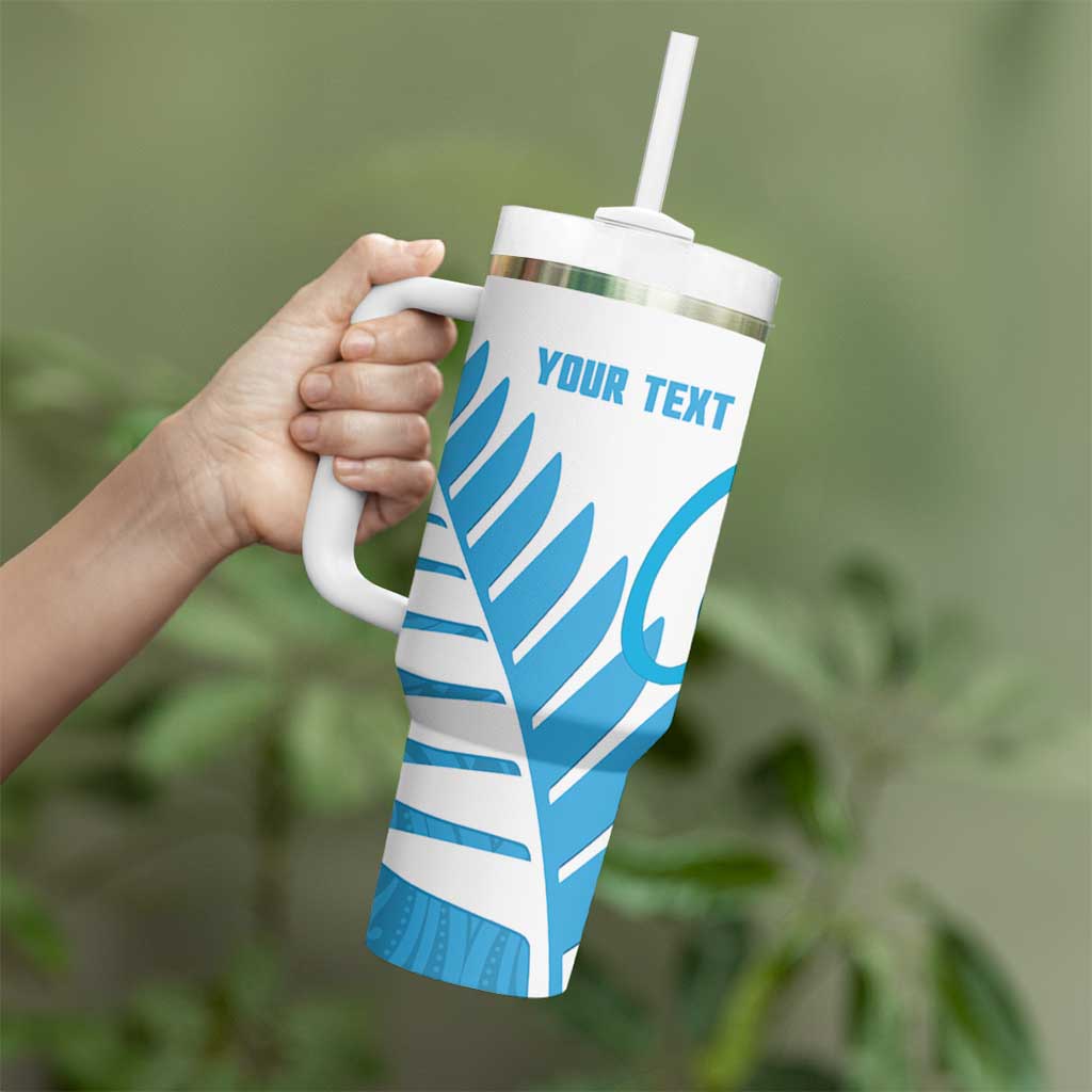 New Zealand Lawn Bowls Prostate Cancer Custom Tumbler With Handle Aotearoa Maori Silver Fern Blue Ribbon - Aussie Hoodie