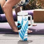 New Zealand Lawn Bowls Prostate Cancer Custom Tumbler With Handle Aotearoa Maori Silver Fern Blue Ribbon - Aussie Hoodie