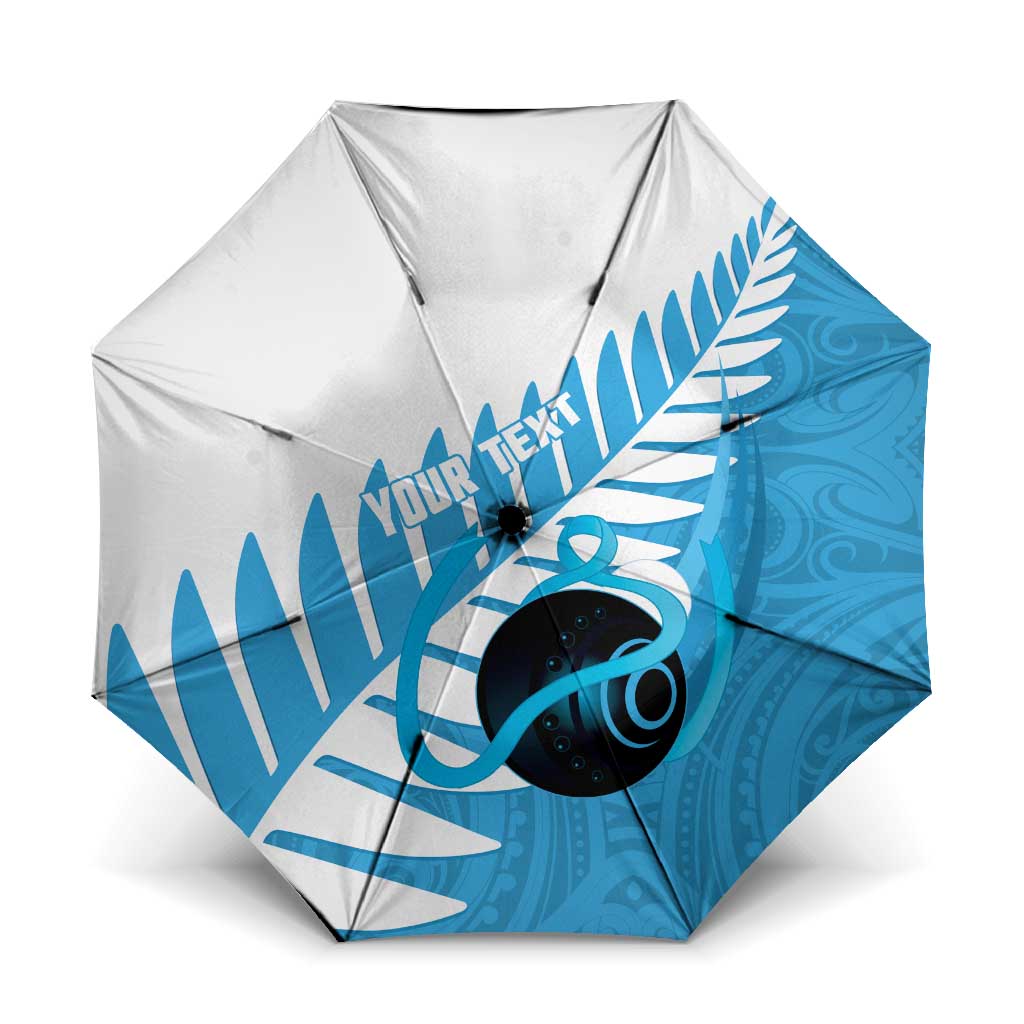 New Zealand Lawn Bowls Prostate Cancer Custom Umbrella Aotearoa Maori Silver Fern Blue Ribbon - Aussie Hoodie