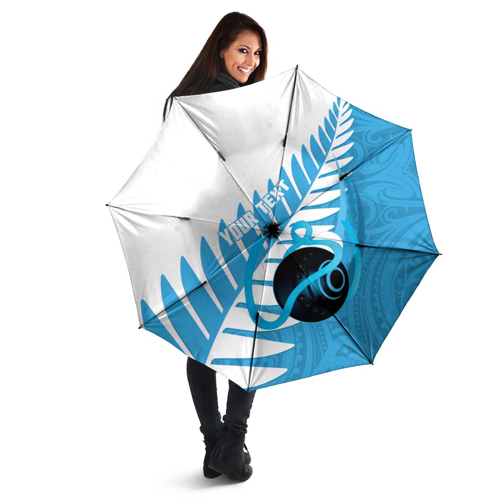 New Zealand Lawn Bowls Prostate Cancer Custom Umbrella Aotearoa Maori Silver Fern Blue Ribbon - Aussie Hoodie