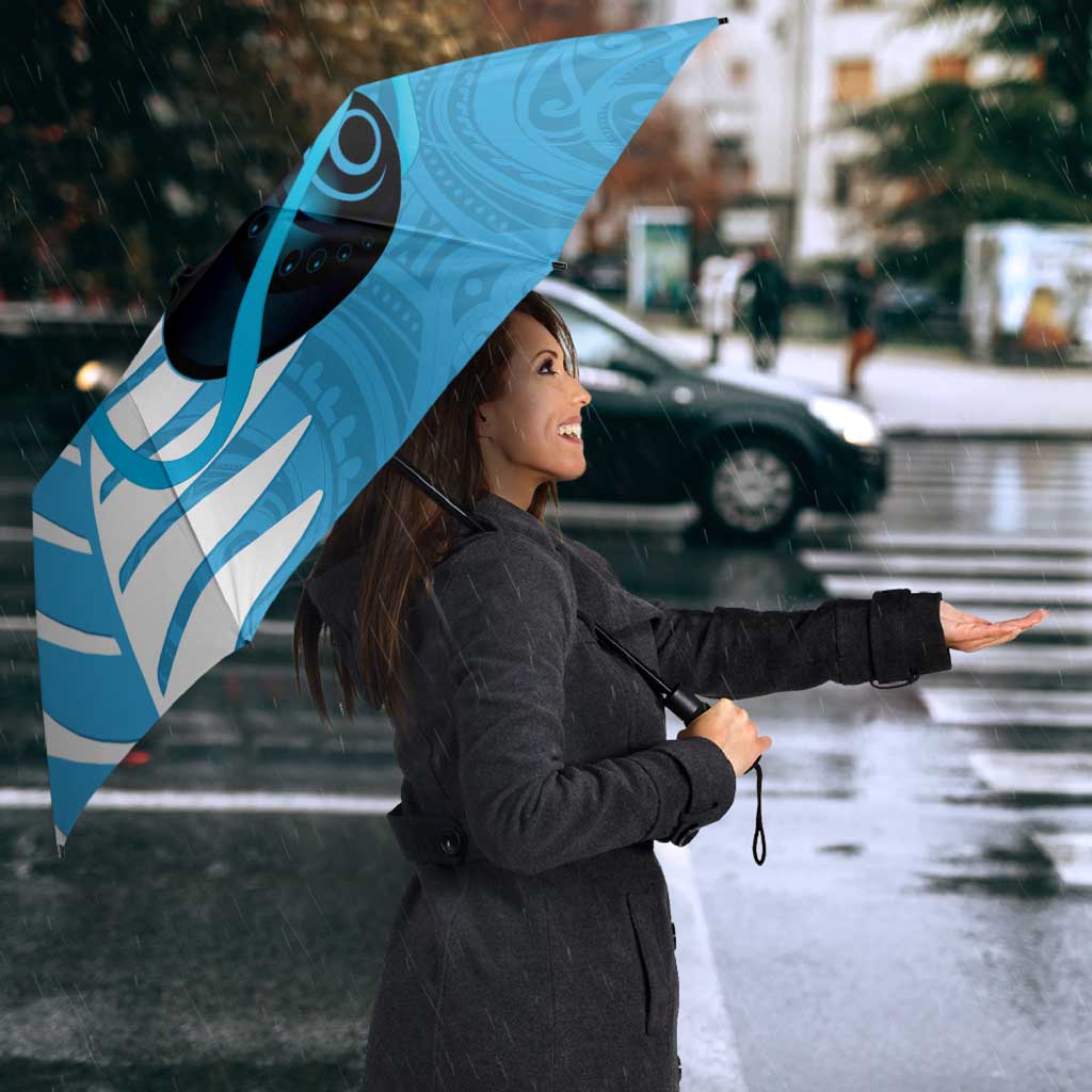 New Zealand Lawn Bowls Prostate Cancer Custom Umbrella Aotearoa Maori Silver Fern Blue Ribbon - Aussie Hoodie