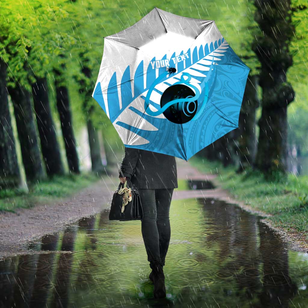 New Zealand Lawn Bowls Prostate Cancer Custom Umbrella Aotearoa Maori Silver Fern Blue Ribbon - Aussie Hoodie