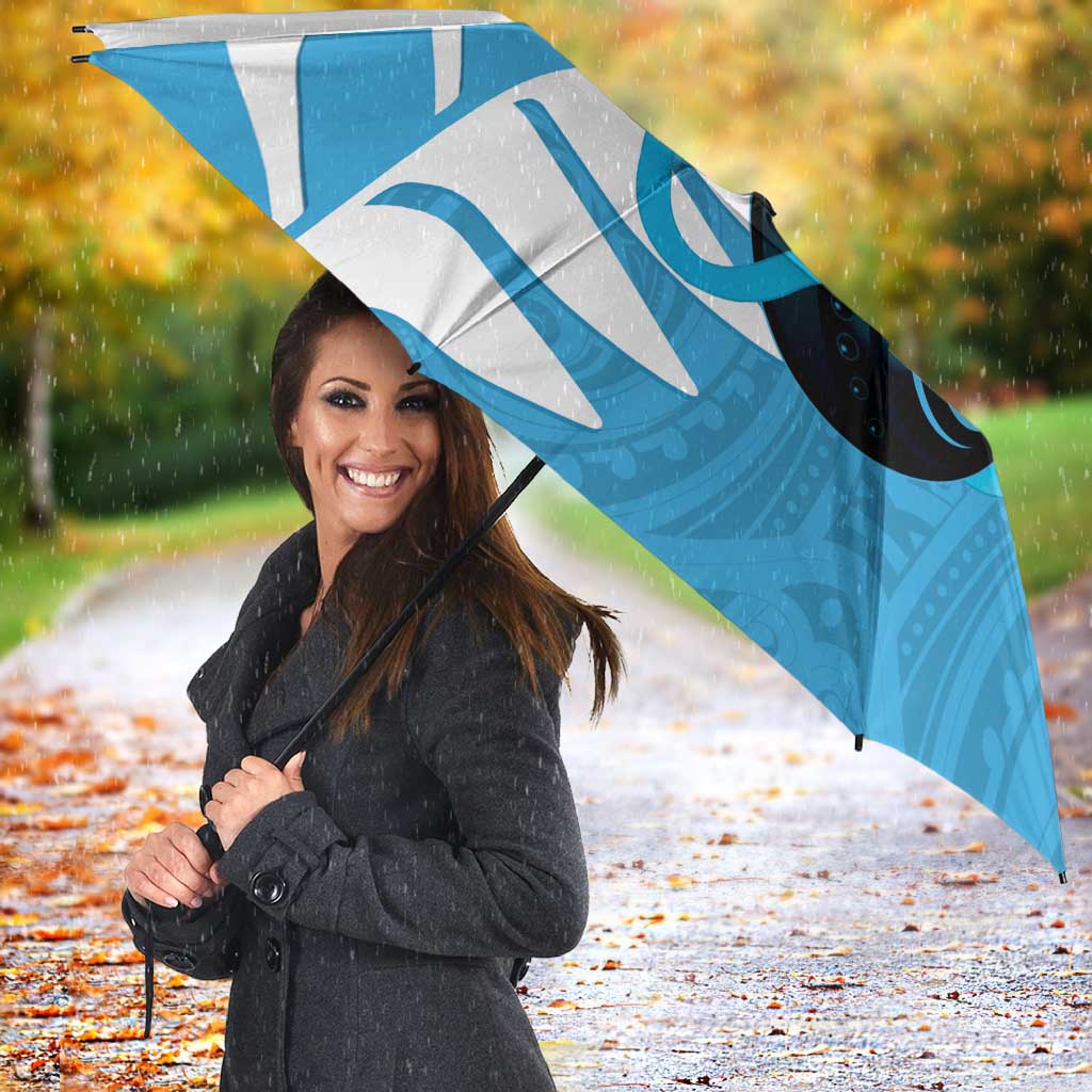 New Zealand Lawn Bowls Prostate Cancer Custom Umbrella Aotearoa Maori Silver Fern Blue Ribbon - Aussie Hoodie