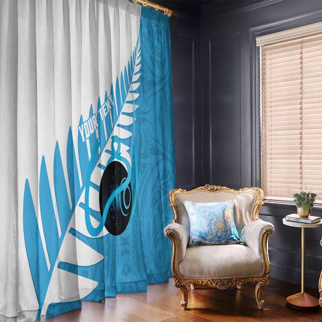 New Zealand Lawn Bowls Prostate Cancer Custom Window Curtain Aotearoa Maori Silver Fern Blue Ribbon - Aussie Hoodie