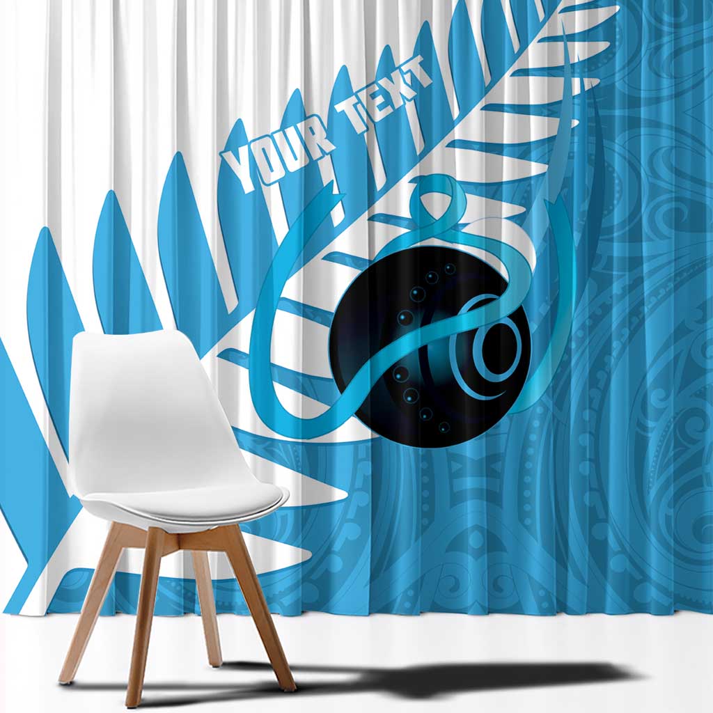 New Zealand Lawn Bowls Prostate Cancer Custom Window Curtain Aotearoa Maori Silver Fern Blue Ribbon - Aussie Hoodie
