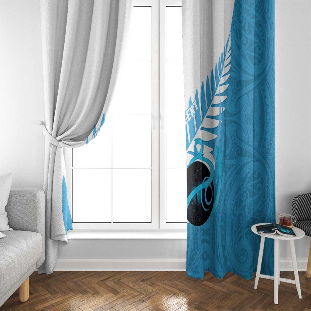 New Zealand Lawn Bowls Prostate Cancer Custom Window Curtain Aotearoa Maori Silver Fern Blue Ribbon - Aussie Hoodie