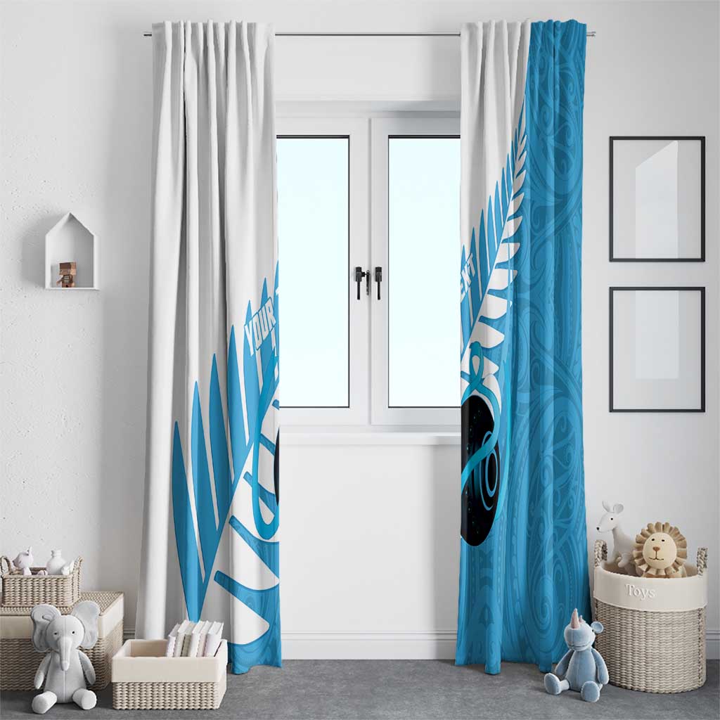 New Zealand Lawn Bowls Prostate Cancer Custom Window Curtain Aotearoa Maori Silver Fern Blue Ribbon - Aussie Hoodie