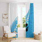 New Zealand Lawn Bowls Prostate Cancer Custom Window Curtain Aotearoa Maori Silver Fern Blue Ribbon - Aussie Hoodie