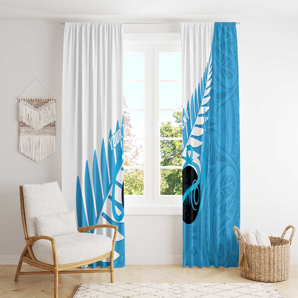 New Zealand Lawn Bowls Prostate Cancer Custom Window Curtain Aotearoa Maori Silver Fern Blue Ribbon - Aussie Hoodie