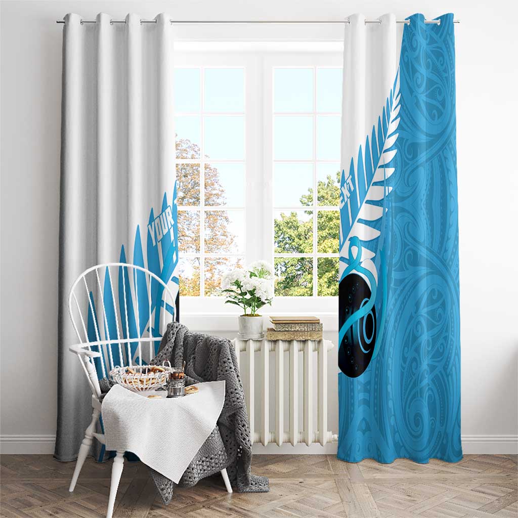 New Zealand Lawn Bowls Prostate Cancer Custom Window Curtain Aotearoa Maori Silver Fern Blue Ribbon - Aussie Hoodie