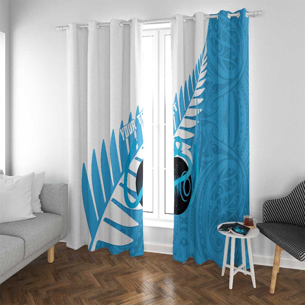 New Zealand Lawn Bowls Prostate Cancer Custom Window Curtain Aotearoa Maori Silver Fern Blue Ribbon - Aussie Hoodie