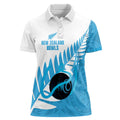 New Zealand Lawn Bowls Prostate Cancer Custom Women Polo Shirt Aotearoa Maori Silver Fern Blue Ribbon - Aussie Hoodie