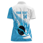 New Zealand Lawn Bowls Prostate Cancer Custom Women Polo Shirt Aotearoa Maori Silver Fern Blue Ribbon - Aussie Hoodie