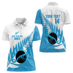 New Zealand Lawn Bowls Prostate Cancer Custom Women Polo Shirt Aotearoa Maori Silver Fern Blue Ribbon - Aussie Hoodie