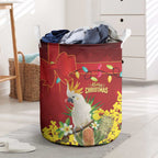 Australia Sulphur-crested Cockatoo Christmas Laundry Basket Aussie Native Flowers Merry Xmas - Aussie Hoodie