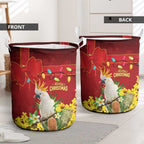 Australia Sulphur-crested Cockatoo Christmas Laundry Basket Aussie Native Flowers Merry Xmas - Aussie Hoodie