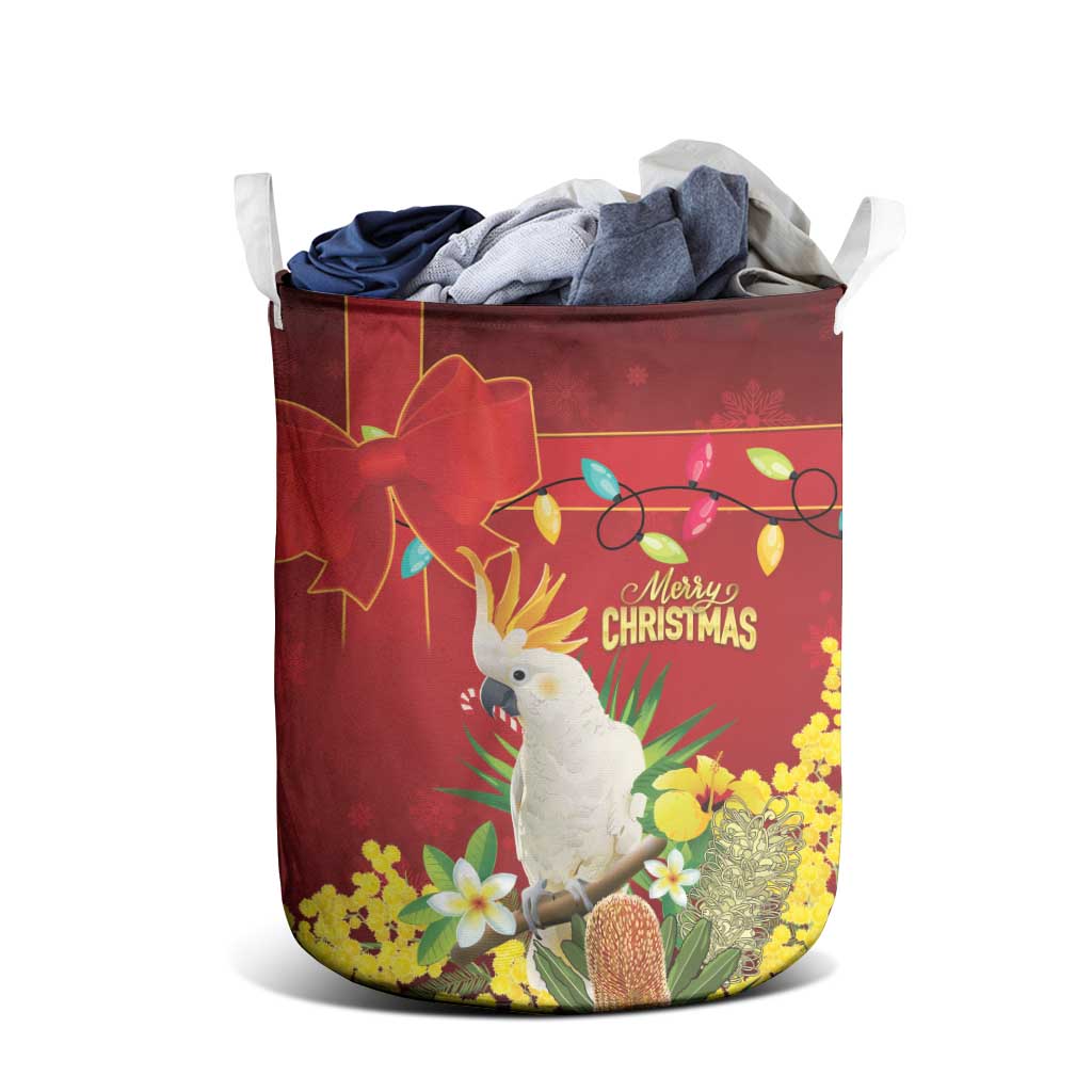 Australia Sulphur-crested Cockatoo Christmas Laundry Basket Aussie Native Flowers Merry Xmas - Aussie Hoodie