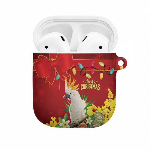 Australia Sulphur-crested Cockatoo Christmas AirPods Case Aussie Native Flowers Merry Xmas - Aussie Hoodie