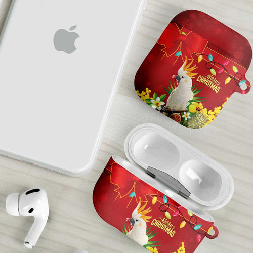 Australia Sulphur-crested Cockatoo Christmas AirPods Case Aussie Native Flowers Merry Xmas - Aussie Hoodie