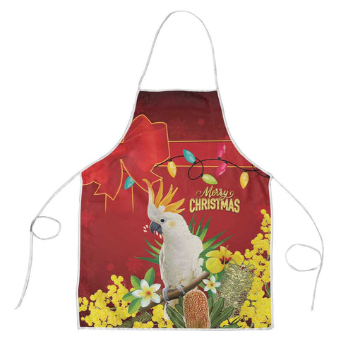 Australia Sulphur-crested Cockatoo Christmas Apron Aussie Native Flowers Merry Xmas - Aussie Hoodie
