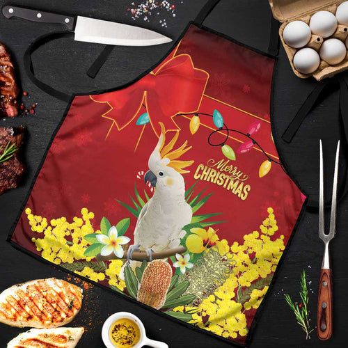 Australia Sulphur-crested Cockatoo Christmas Apron Aussie Native Flowers Merry Xmas - Aussie Hoodie