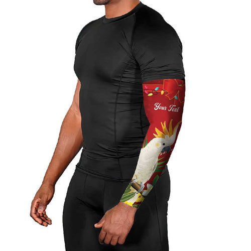 Personalised Australia Sulphur-crested Cockatoo Christmas Arm Sleeves Aussie Native Flowers Merry Xmas - Aussie Hoodie