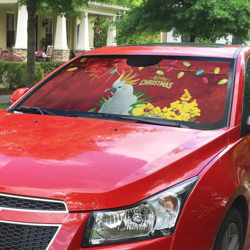 Australia Sulphur-crested Cockatoo Christmas Auto Sun Shade Aussie Native Flowers Merry Xmas - Aussie Hoodie