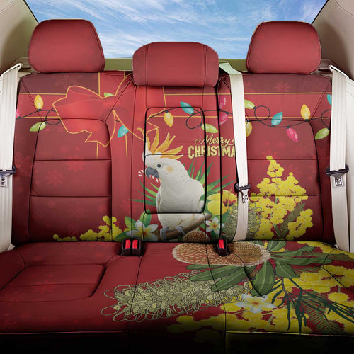 Australia Sulphur-crested Cockatoo Christmas Back Car Seat Cover Aussie Native Flowers Merry Xmas - Aussie Hoodie