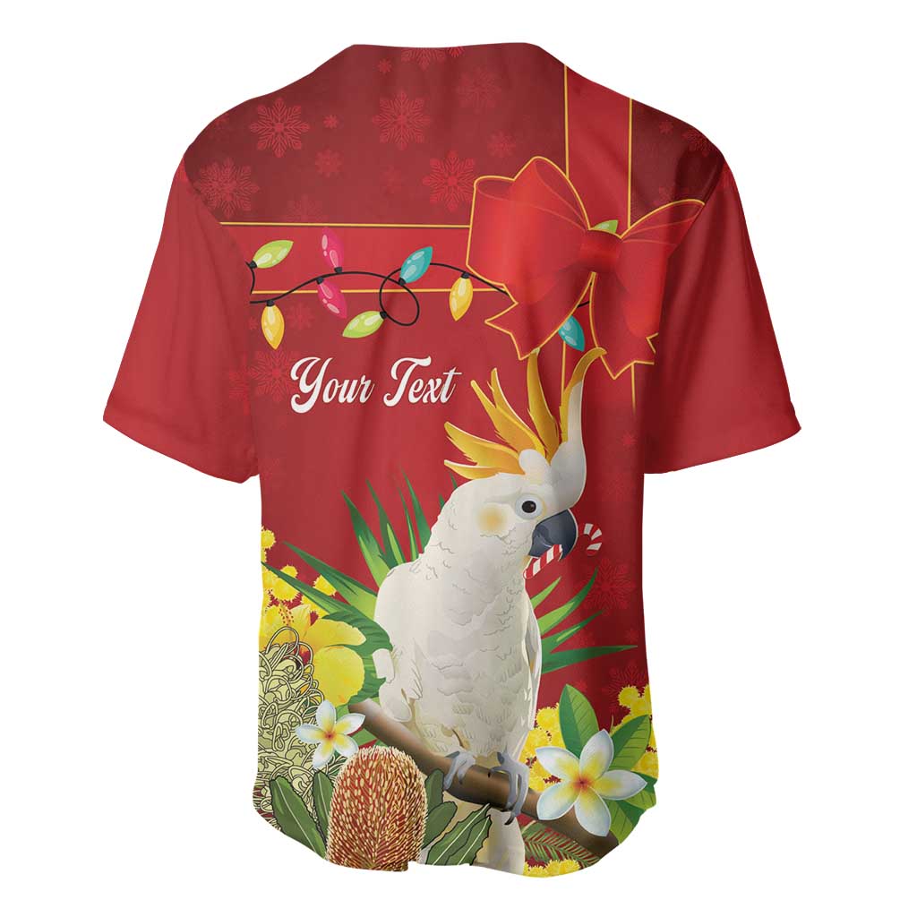 Personalised Australia Sulphur-crested Cockatoo Christmas Baseball Jersey Aussie Native Flowers Merry Xmas - Aussie Hoodie