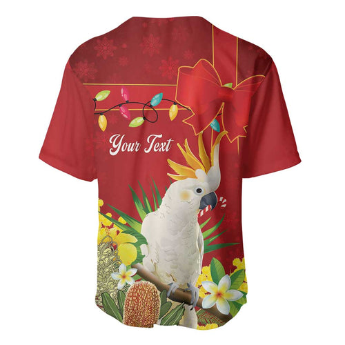 Personalised Australia Sulphur-crested Cockatoo Christmas Baseball Jersey Aussie Native Flowers Merry Xmas - Aussie Hoodie