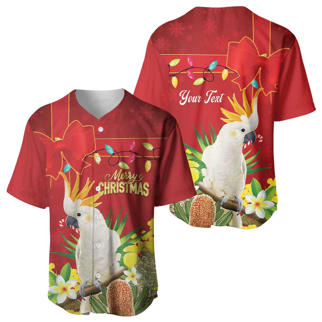 Personalised Australia Sulphur-crested Cockatoo Christmas Baseball Jersey Aussie Native Flowers Merry Xmas - Aussie Hoodie