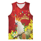 Personalised Australia Sulphur-crested Cockatoo Christmas Basketball Jersey Aussie Native Flowers Merry Xmas - Aussie Hoodie