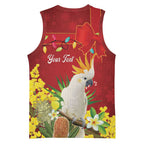 Personalised Australia Sulphur-crested Cockatoo Christmas Basketball Jersey Aussie Native Flowers Merry Xmas - Aussie Hoodie