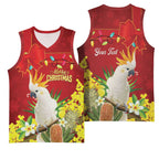 Personalised Australia Sulphur-crested Cockatoo Christmas Basketball Jersey Aussie Native Flowers Merry Xmas - Aussie Hoodie