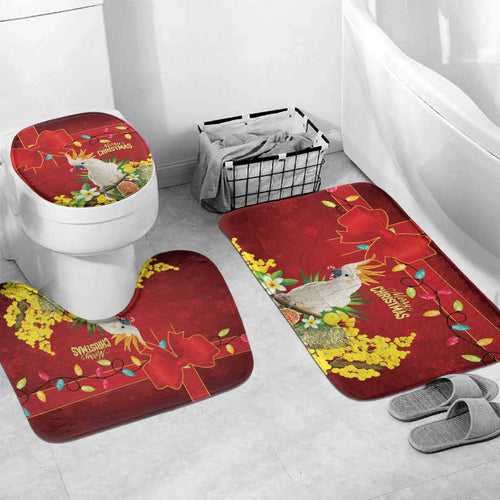 Australia Sulphur-crested Cockatoo Christmas Bathroom Set Aussie Native Flowers Merry Xmas - Aussie Hoodie