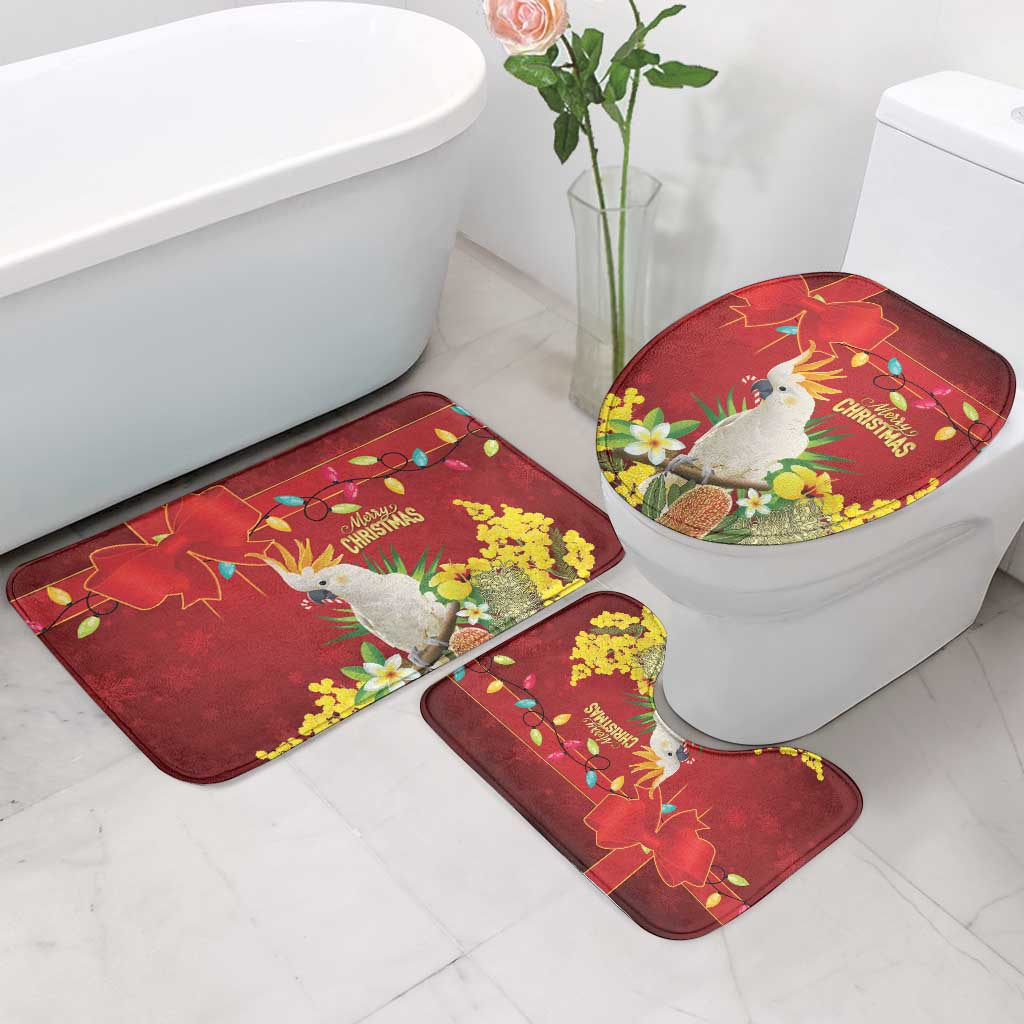 Australia Sulphur-crested Cockatoo Christmas Bathroom Set Aussie Native Flowers Merry Xmas - Aussie Hoodie