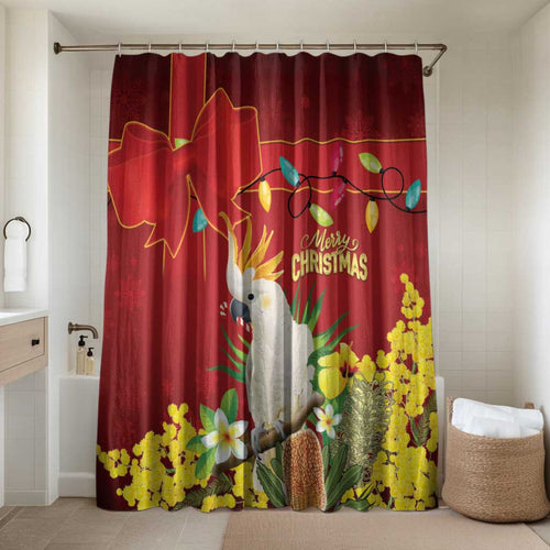 Australia Sulphur-crested Cockatoo Christmas Bathroom Set Aussie Native Flowers Merry Xmas - Aussie Hoodie