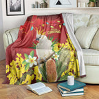 Australia Sulphur-crested Cockatoo Christmas Blanket Aussie Native Flowers Merry Xmas - Aussie Hoodie