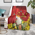 Australia Sulphur-crested Cockatoo Christmas Blanket Aussie Native Flowers Merry Xmas - Aussie Hoodie