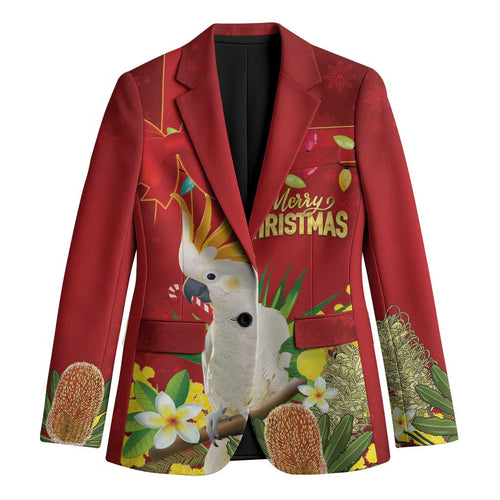 Personalised Australia Sulphur-crested Cockatoo Christmas Blazer Aussie Native Flowers Merry Xmas - Aussie Hoodie