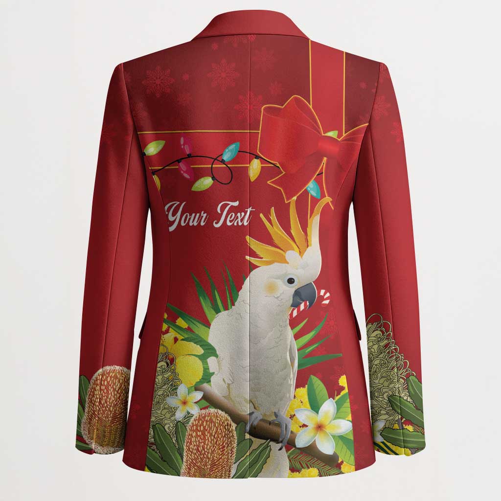 Personalised Australia Sulphur-crested Cockatoo Christmas Blazer Aussie Native Flowers Merry Xmas - Aussie Hoodie