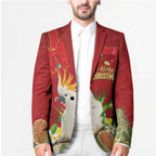 Personalised Australia Sulphur-crested Cockatoo Christmas Blazer Aussie Native Flowers Merry Xmas - Aussie Hoodie
