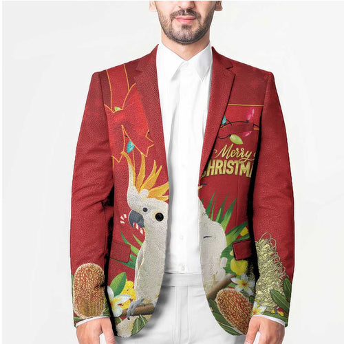 Personalised Australia Sulphur-crested Cockatoo Christmas Blazer Aussie Native Flowers Merry Xmas - Aussie Hoodie