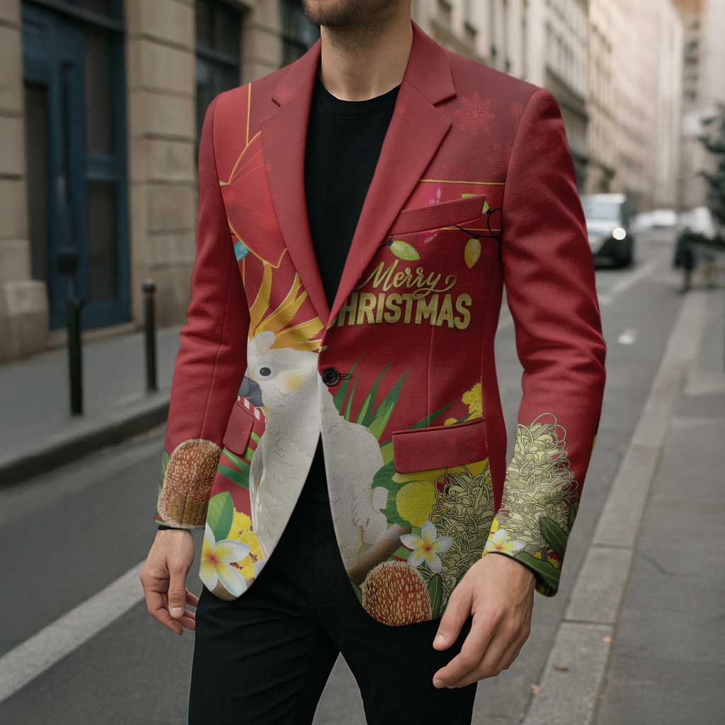 Personalised Australia Sulphur-crested Cockatoo Christmas Blazer Aussie Native Flowers Merry Xmas - Aussie Hoodie