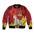 Personalised Australia Sulphur-crested Cockatoo Christmas Bomber Jacket Aussie Native Flowers Merry Xmas - Aussie Hoodie