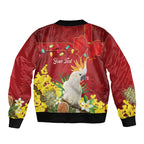 Personalised Australia Sulphur-crested Cockatoo Christmas Bomber Jacket Aussie Native Flowers Merry Xmas - Aussie Hoodie