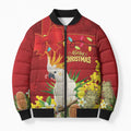 Personalised Australia Sulphur-crested Cockatoo Christmas Bomber Puffer Jacket Aussie Native Flowers Merry Xmas - Aussie Hoodie