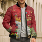 Personalised Australia Sulphur-crested Cockatoo Christmas Bomber Puffer Jacket Aussie Native Flowers Merry Xmas - Aussie Hoodie