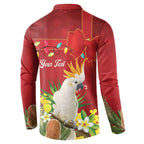 Personalised Australia Sulphur-crested Cockatoo Christmas Button Sweatshirt Aussie Native Flowers Merry Xmas - Aussie Hoodie